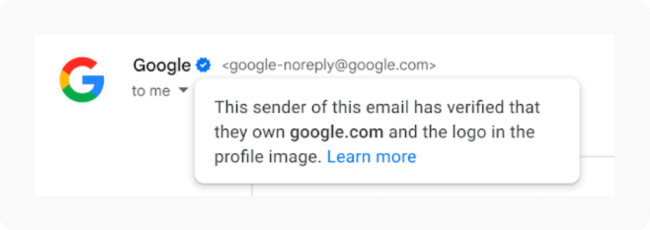 Blue checkmark in Gmail