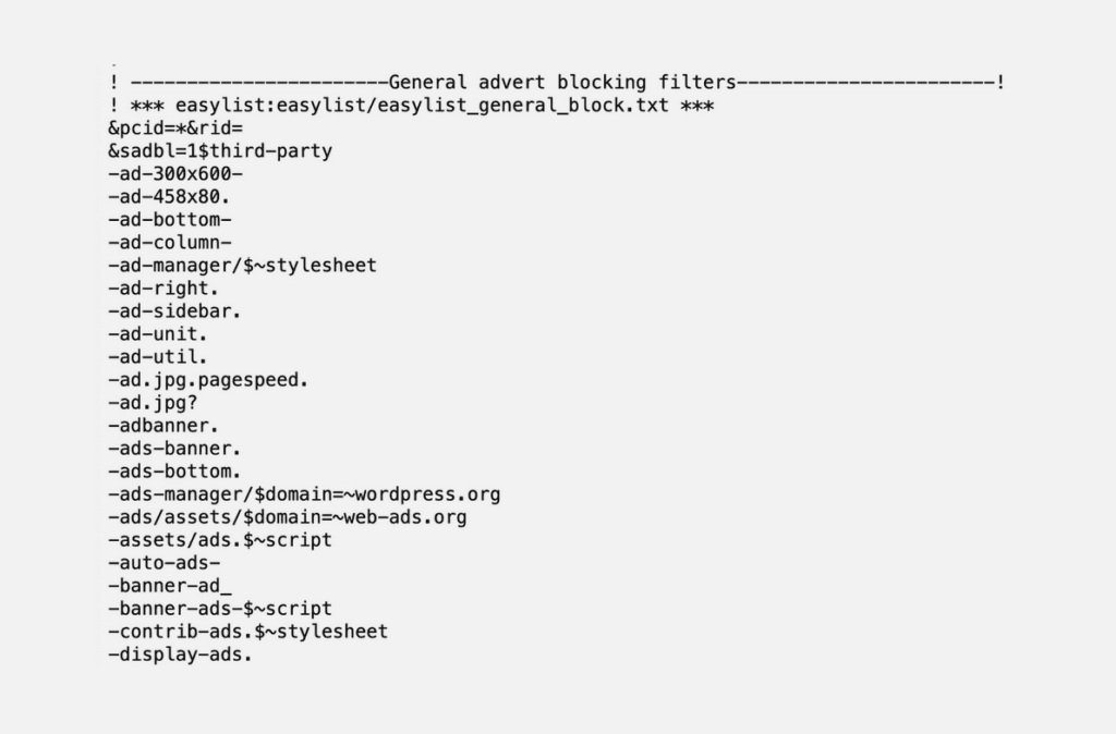EasyList ad filter list
