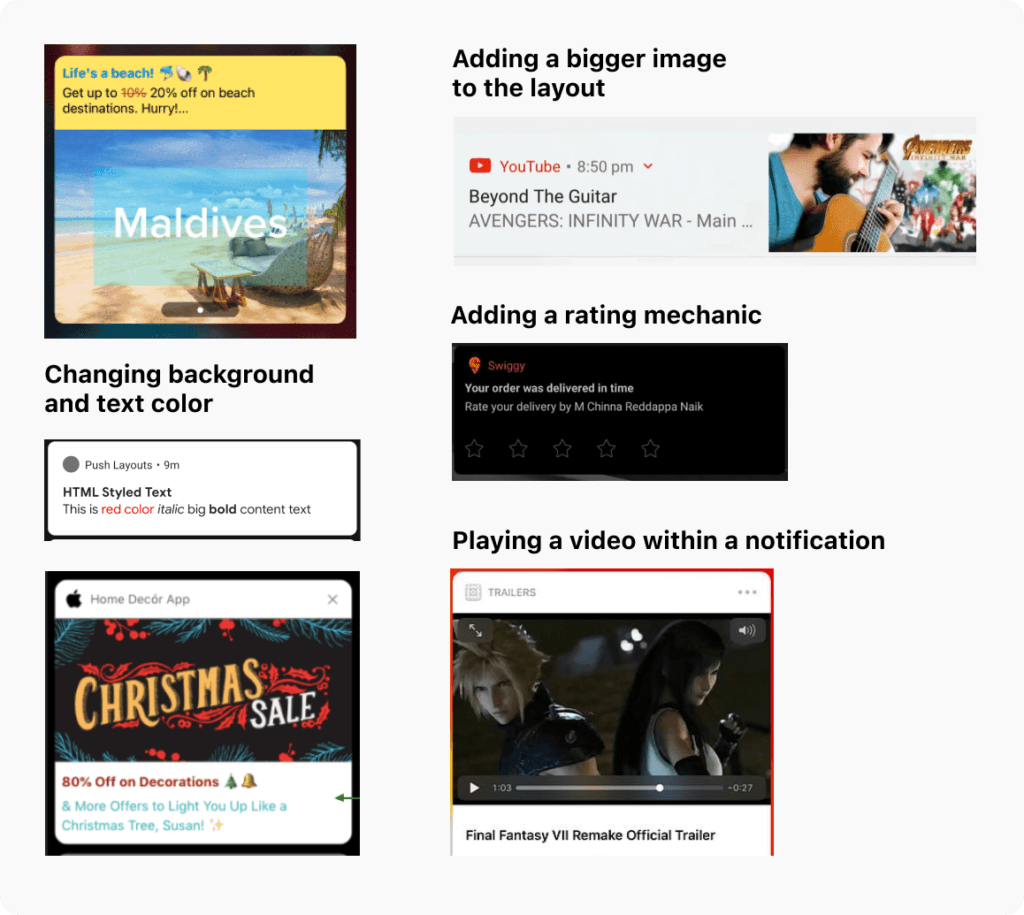 Examples of push notification customizations