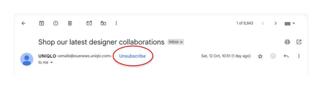 Gmail - one click unsubsribe - email opened on web