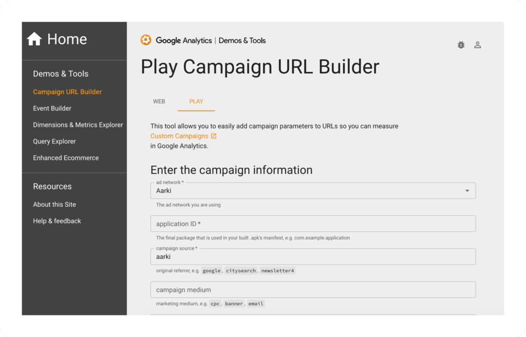 Google Analytics Demos & Tools

