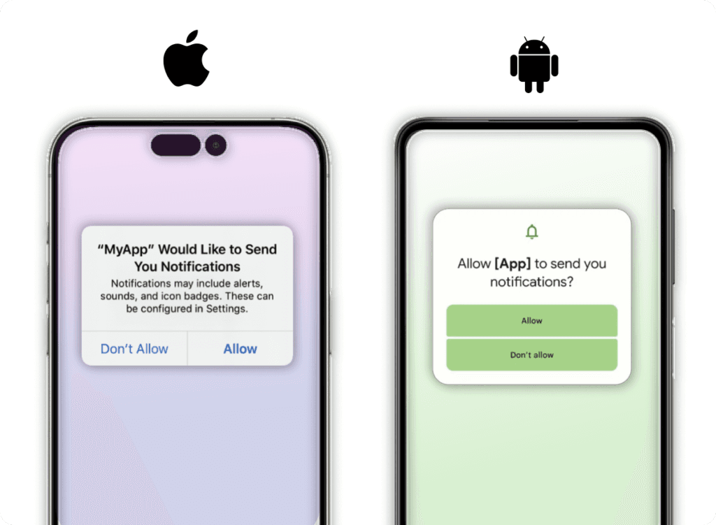 iOS and Android system push notification prompts